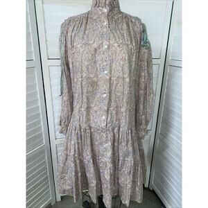 Handmade 80s Women’s Babydoll Pullover Tunic Dress Paisley Size X-Large